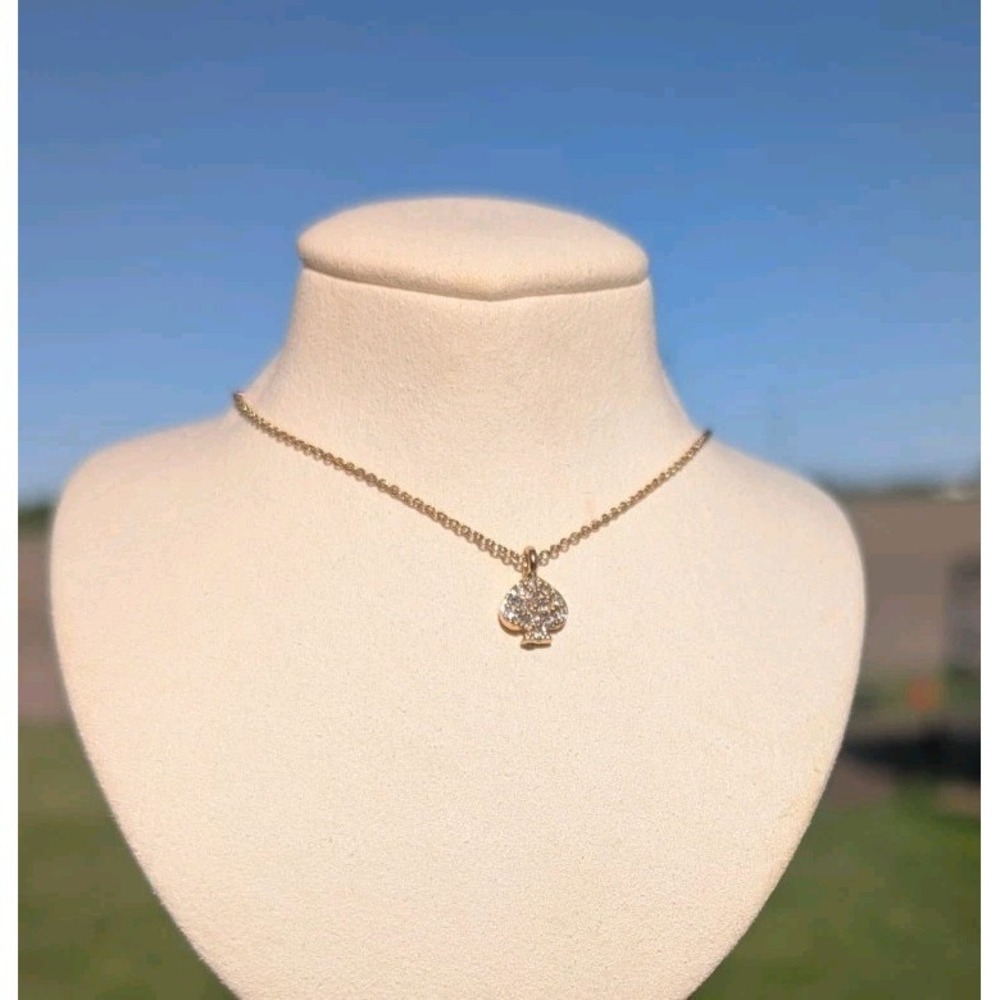 Kate Spade New York Everyday Spade Pave Mini Pendant Necklace Clear & Gold Tone
